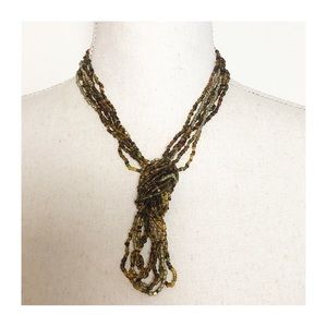 SONOMA Life + Style Seed Bead Gold Tone Neutral knotted Multi-strand Necklace